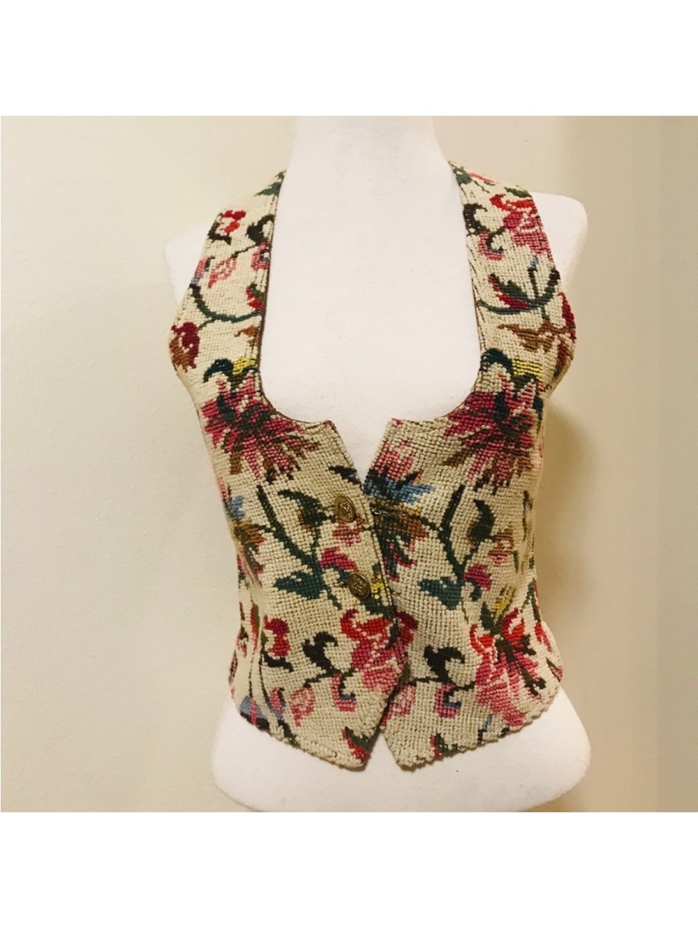 Vintage Mr. Pickwick Stitched Floral Stitched Halter Vest